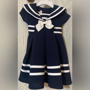 NWOT Infant girl navy blue sailor dress-Jessica Ann